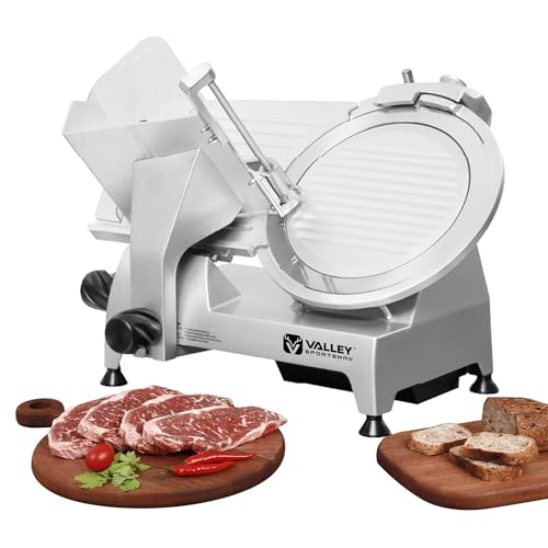 8" Electric Meat Slicer, Commercial Meat Slicer with 1/4 HP, Italian Carbon Steel Blade, Ham Slicer with Adjustable Slicing Thickness for Semi-frozen Meat, Cheese, Deli