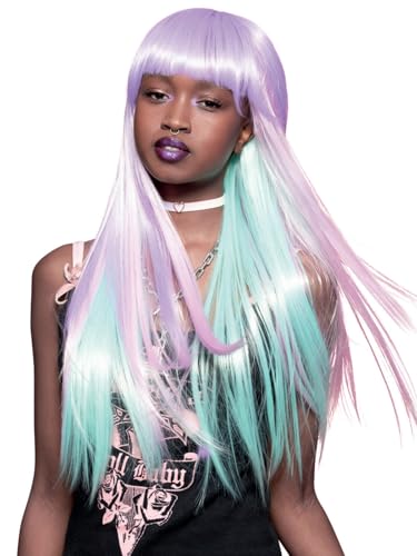 Smiffys Official Manic Panic® Fairy Queen™ Downtown Diva™ Wig, Long Straight Wig, Heat Styleable with Adjustable Cap