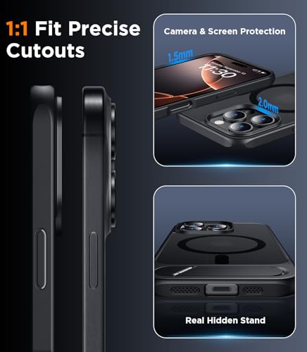 Image of Magnetic Compatible with iPhone 16 Pro Max Case, [Built-in Invisible Kickstand][Compatible with MagSafe] [Military Grade Shockproof] Slim Translucent Matte Phone Case for iPhone 16 Pro Max 6.9 inch