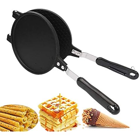 ZEENEEK Waffle Cone Maker, Waffle Irons Baking Pan, Double Sided Pancake Maker Multifunctional Crisp Omelet Pan Egg Roll Maker Machine - 6.7 Inches Cover