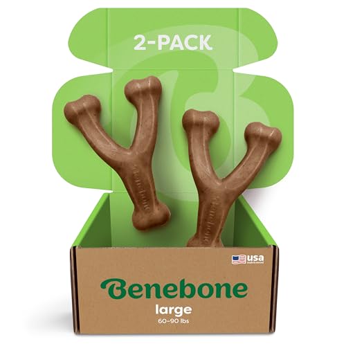 Image of Benebone 2-Pack Wishbone Durable Dog Chew Toy for Aggressive Chewers, Real Bacon Made in USA, Large