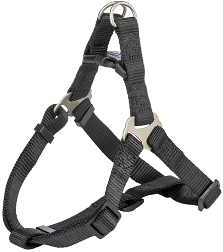 TRIXIE Premium One Touch Geschirr Größe XS–S: Brustumfang 30–40 cm/10 mm in schwarz - leicht anzulegendes verstellbares Hundegeschirr mit zugentlastender Schnalle für kleine Hunde, 204301