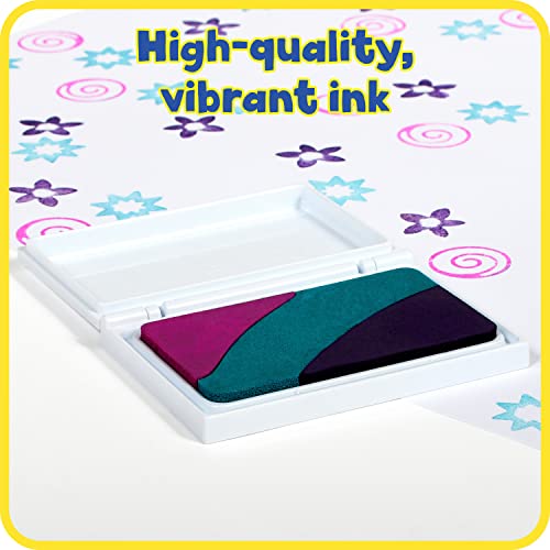Ready 2 Learn Washable Stamp Pad 3-In-1 - Electric - Pink, Purple And Turquoise - Non-Toxic - Fade Resistant - Perfect For Scrapbooks, Posters And Cards - New And Improved 2022 Version #TOP4