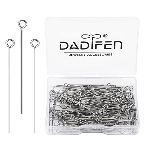 Dadifen 304 Stainless-Steel Eye Pins For Jewelry Making 24 Gauge Silver Head Pins 0.6X40Mm 200Pcs/Box Open Eye Pins For Diy Making Earring Necklace Bracelets Dangle Charm Jewelry Findings Eyepins #TOP25