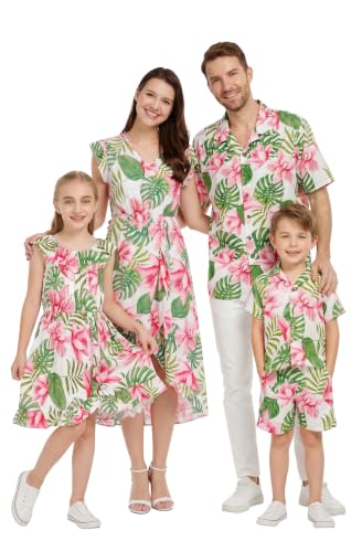 Image of Hawaii Hangover Family Matching Hawaiian Clothes, Lotus & Orchid | Family matching Hawaiian outfits, Lotus & Orchid, lightweight rayon, machine washable, tropical floral print, luaus, cruises