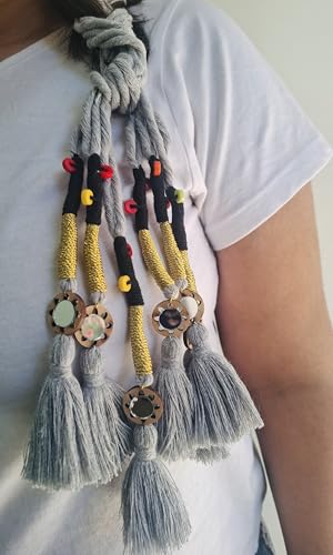 Image of Zippy Flora Handmade Boho Parandi for Women | Traditional Indian Hair Accessory Braid Tassels & Choti Hair Extension (Neelima Grey)