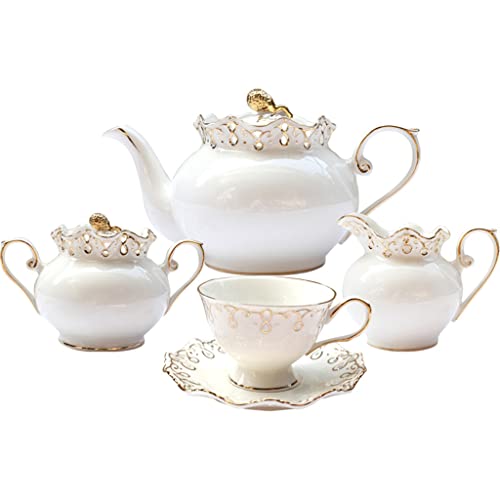 UMJIGF Court Style 15pcs Afternoon Tea Set Black Tea Teapot Tea Cup Living Room Home Bone China Coffee Cup Set,