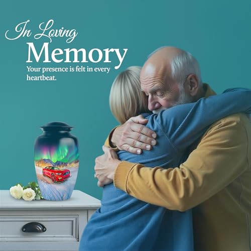 Image of Car Urn - Unique Urn for Human Ashes - Combo 3 - Large with 3 Inch Pack of 4 - Funeral for Adult - Tiny Urns for Adult Human - Decorative Urns for Mom & Dad