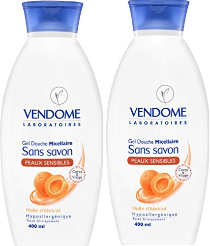 Laboratoires Vendôme - Gel Douche sans Savon - Peaux Sensibles - Abricot Flacon - 400 ml - Lot de 2