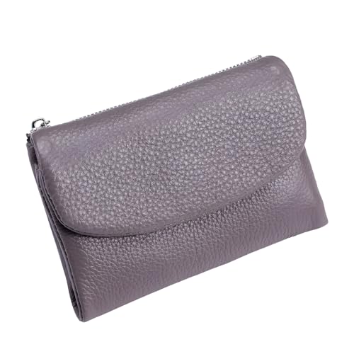Joyfullygo Wallet, Joyfullygo Unisex Pebble Leather Wallet, Unisex Pebble Leather Wallet, 5.3In Short Genuine Leather Coin Card Holder(Taro Purple)