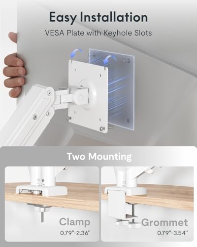 Image of Flexispot Dual Monitor Arm, 17-32 Inch Monitor Mount up to 19.84 lbs, Fast Install VESA Mount for Home Office Gaming, Full Adjustable Gas Spring with C-Clamp and Grommet Base, White
