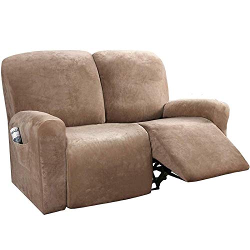 Image of GYHH Velvet Sofa Slipcovers Spandex Plush Furnitue Cover Deluxe Lounge Cover,High Stretch Furniture Protector Cover for Recliner Set 6-pieces