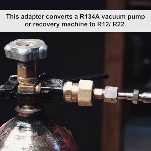 Image of lasuroa 2pcs Brass Refrigerant Tank Adapters, R134A to R12 Fitting Adapter 1 /2 inch Female to 1 /4 inch Male Flare Vacuum Pump Port Connection Kit for AC Refrigerant System