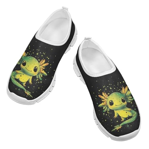 Axolotl Shoe for Girls Green Slip On Shoes Kids Running Shoes Girls Size 1 Fashion Girls' Grade School Sneakers Volleyball Shoes