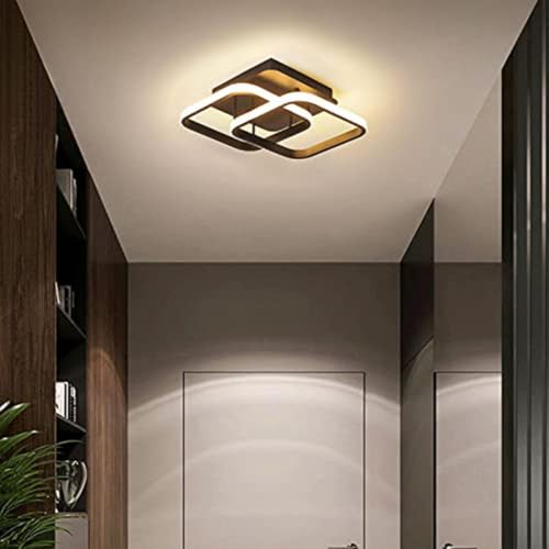 Image of SINOMAN Stylish LED Ceiling Lamp Dual Ring Sqaure Metal and Silicon Design, Surface Mount 3 in 1 Color Changing Perfect for Living Room, Dining Area, Bedroom and Home Decoration