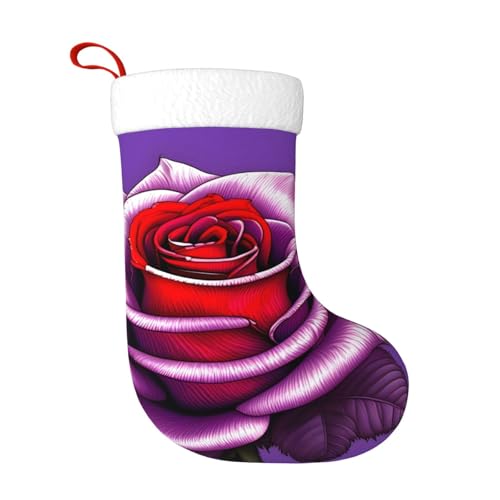 WHJWZY Calcetín decorativo de Navidad, para días festivos, fiestas, Navidad, Halloween y Año Nuevo, estampado de rosa fucsia