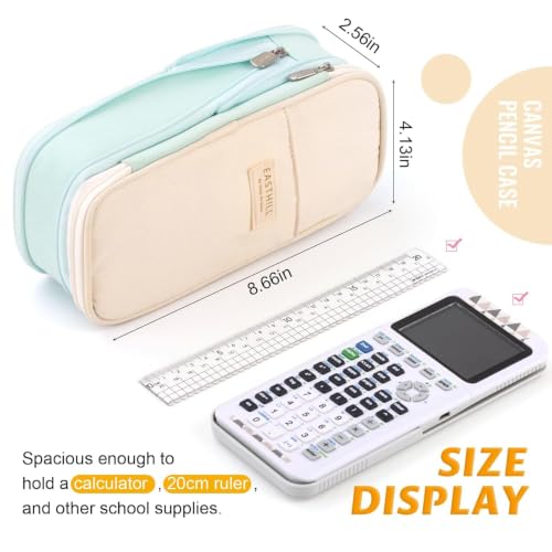 Image of WORSHIPER Big Capacity Pencil Pen Case Bag with Zipper Office College School Storage Large Capacity Bag Pouch Holder Box Organizer Colorful (Special - Light Aqua)