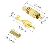 PNGKNYOCN Wtyczka audio RCA, pozłacana wtyczka męska AV stereo, sprężynowy koncentryczny adapter audio bez lutowania KANGPING do konwersji między interfejsami urządzeń audio (4-pak)