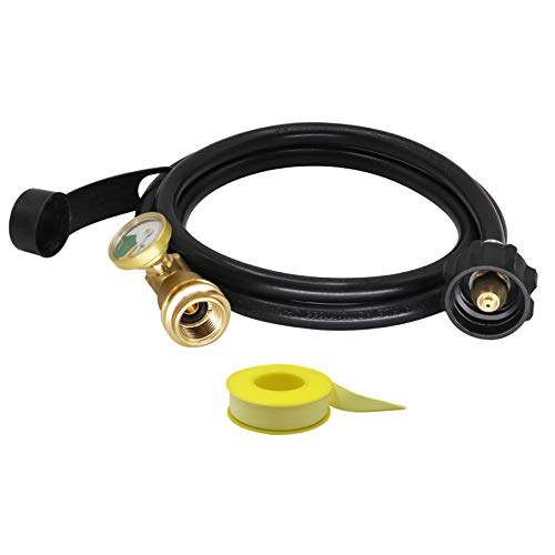 5 Feet Propane Adapter Extension Hose, Propane Tank Hose with Gauge and