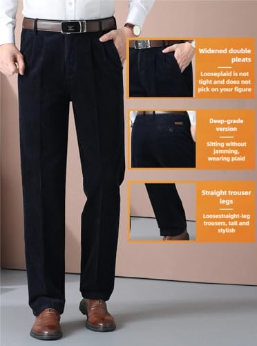 Men's Classic Fit Corduroy Dress Pants, High Waist Pleated4