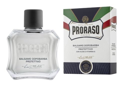 Proraso After Shave Balm - Aloe Vera & Vitamin E - Protective After Shave Cream Formula for Dry Rough Skin & Beard - Premium Italian Shaving for Men - 3.4oz