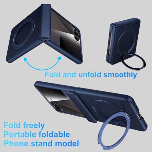 Magnetic Case for Samsung Galaxy Z Flip 7 Case, Compatible with Mag-Safe, Center Hinge Protection, 360° Rotating Finger Ring Holder with Built-in Screen Protector PC Material for Galaxy Z Flip 7 2025 by Eastcoo - Used condition - Image 2