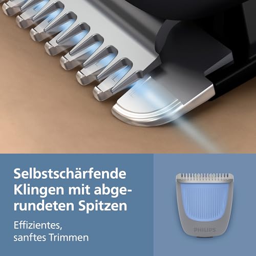 Philips Bartschneider 3000er-Serie – selbstschärfende Klingen mit abgerundeten Spitzen, 20 Längeneinstellungen, Lift&Trim-Kamm, 100% wasserdicht, Akkuanzeige, USB-Ladegerät, Modell BT3619/15 5