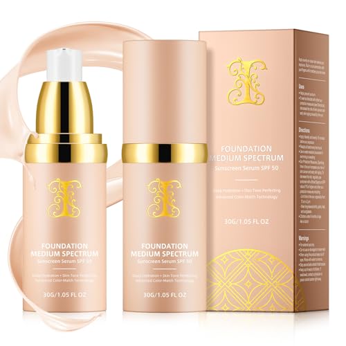 O.SECERT Foundation 4 in 1 - Medium Spectrum with SPF 50+, Anti-Aging, Concealer, Sun Protection, Hydrating Color Changing Foundation Makeup Liquid - Longwearing & Waterproof for Sport, Dancing (Gym, 30ml)