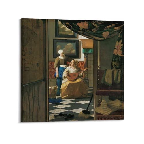 Poster Johannes Vermeer The Love Letter - Impression artistique murale 30x30 cm