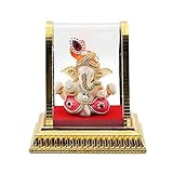 IDAHA Ganesh Idol for Car Dashboard in Glass Box with Left Trunk Figurine Showpiece for Home, Office, Temple, Decor, Gifting 1 Piece, Height: 11 CM
