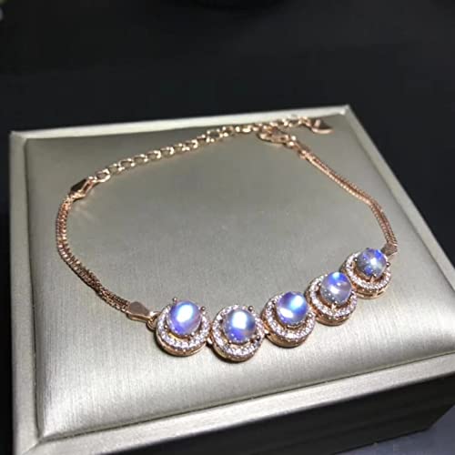 Pierre de lune bleu clair naturel bracelet femme argent 925 bijoux