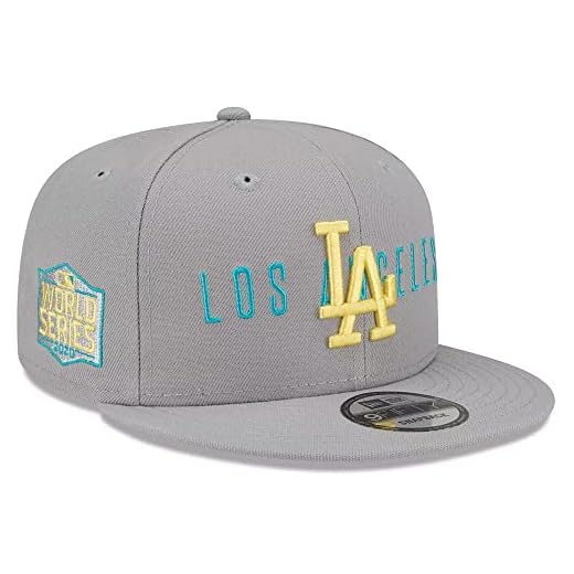 New Era LA Los Angeles Dodgers 9FIFTY 2020 World Series Champions Side Patch WS Snapback Cap, Adjustable Hat Grey