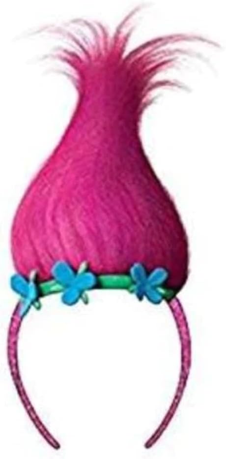 OS Fits Child, Magenta, Trolls Sugar Glitter Headband with Troll hair