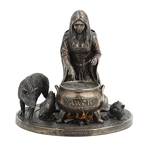 Veronese Design Estátua de decoração de altar de Ceridwen e o caldeirão celta do conhecimento, resin