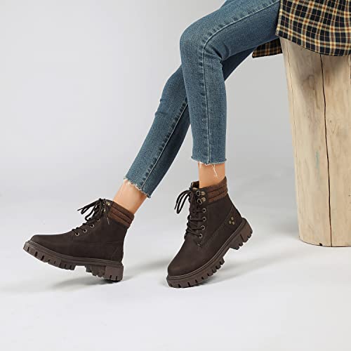 Geddard Womens Work Combat Boots Platform Casual Hiking Boots Waterproof Fashion Round Toe Ankle Booties #TOP5