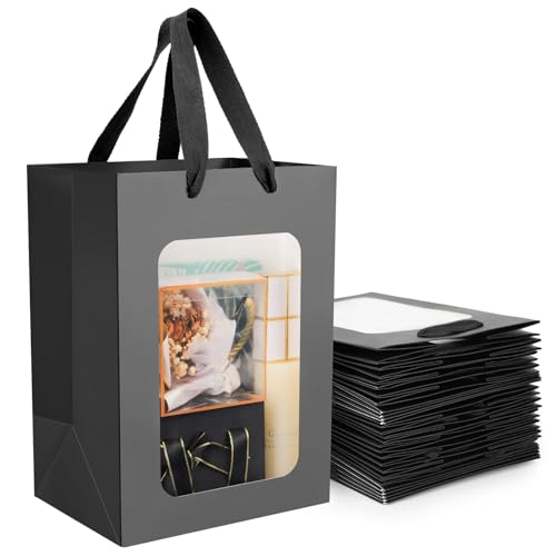 Bolsa papel kraft negro de 22x16x30cm para gift bags de cumpleaños y bolsas de regalo con asas