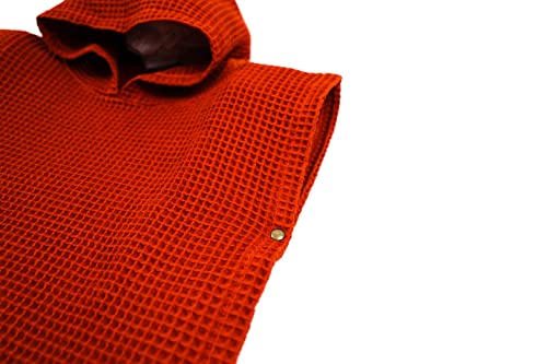 Jade&Kai Hooded Towel For Babies + Toddlers | Snaps Into A Poncho | Organic Cotton | Weaved Waffle Texture | Lightweight + Absorbent | Bath Beach Or Pool | Modern Design | Stylish Baby (Toasted Acorn) #TOP4