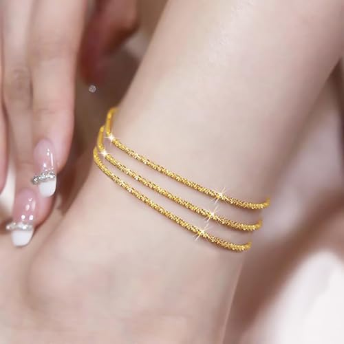 Image of Nanafast Women's Ankle Bracelets, Sparkling Multi-layer Anklet Bracelets for Women, Adjustable Shiny Gold /Silver Anklets for Women, Beach Cute Anklets Jewelry for Summer