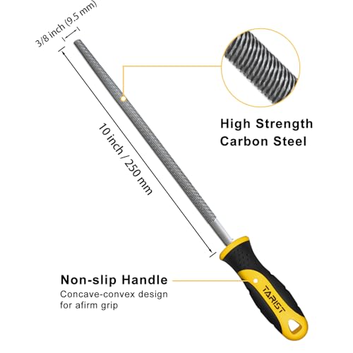 TARIST 10 inch Round Metal File, Professional Carbon Steel Rat Tail File, Tool Sharpener for Professionals and DIY 2 TARIST 10 inch Round Metal File, Professional Carbon Steel Rat Tail File, Tool Sharpener for Professionals and DIY - Image 2