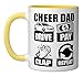Cheer Dad Drive Pay Clap Repeat Funny Saying Cheerleading Ceramic Mug, Yellow/White