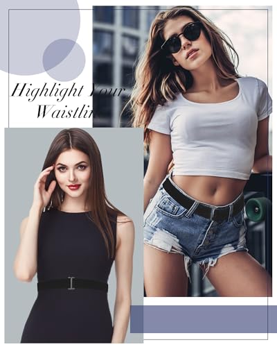 Image of SATINIOR 2 /3 /4 Pack Women Elastic Stretch Belt Invisible Sweater Shirt Tuck Band with Flat Buckle for Jeans Pants