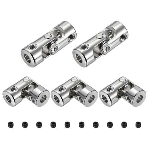sourcing map 5pcs Universal Joint Shaft Coupling, 3mm to 3mm Inner Dia Rotatable Steering Shaft U Joints Coupler with Screws for RC Car, Robot, Boat Drive Ship Motor Use