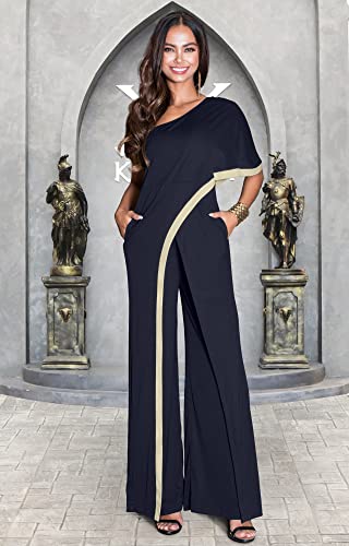 Image of KOH KOH Womens 2026 One Off Shoulder Asymmetric Long Pant Jumpsuit Romper