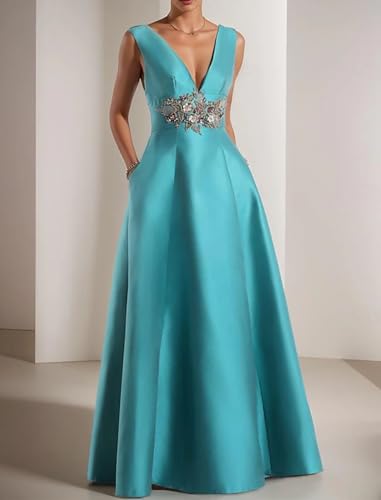 A-Line Elegant Floral Formal Party Dress V Neck Floor Length Sleeveless Prom Dress Sexy Fashion Appliques 20242
