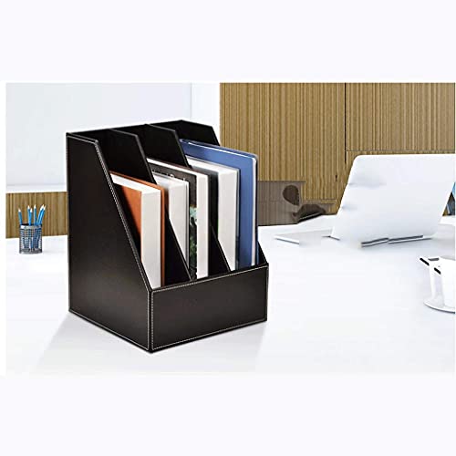 COLiJOL Boekenrek Boekenkast Desktop Boekenplank, 3 Plank Lederen Boekenplank, Drie Gaten Fillet/Drie Rijen van Rechte… - Image 8
