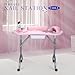 Faquenc Portable Nail Table Manicure Desk Foldable Nails Tech Station Professional Nail Desk with Drawer & Wrist Rest Wheeled Manicurist Workstation for Home Spa Beauty Salon Pink