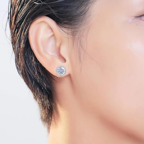 CZ Halo Stud Earring Simulated Diamond Cubic Zirconia Hypoallergenic 925 Silver Post for Women Men3