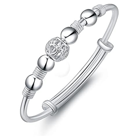 925 Sterling Silver Bead Spinner Bangle Bracelet Women Girls Anxiety Freely Unzip Tools Open Adjustable Inspirations Jewelry Gift (02) Cover