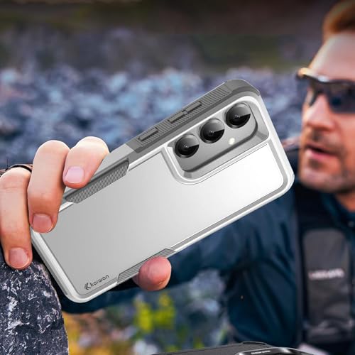 Image of KARWAN Shockproof Back Case Cover Compatible with Samsung Galaxy A35 /A55, Heavy Duty Case with 360 Degree Camera Protection, Dual Layer Rugged Bumper Protection Cover with Matte Finish (White)