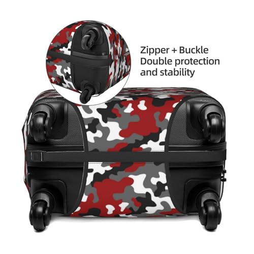 VOSERY Travel Luggage Cover - Red Grey White Camouflage Washable Suitcase Covers Protector Fits 18-32 Inches Luggage2